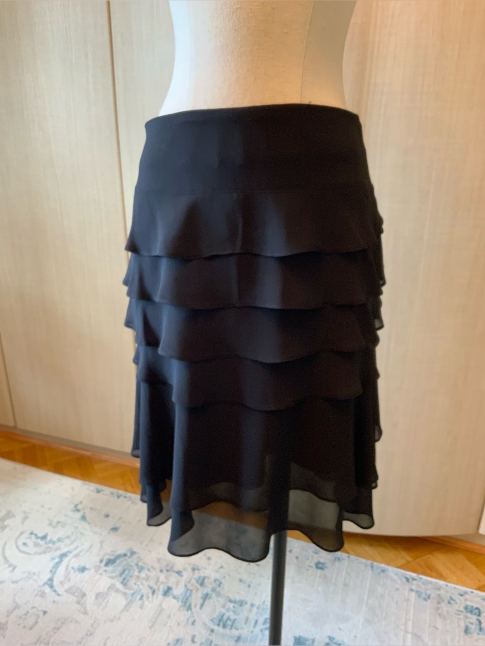 JS Colletions Women’s Knee Length Black Layered Skirt, Size 6